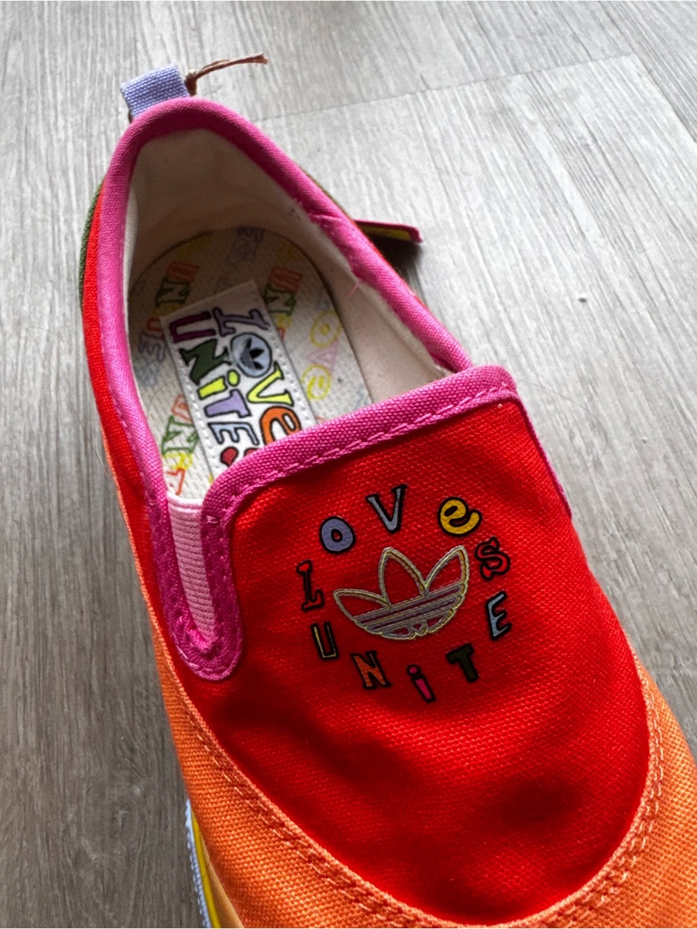 adidas Multicolor Slip-On Sneakers in Red, Orange, Pink and Yellow - Picture 11 of 13